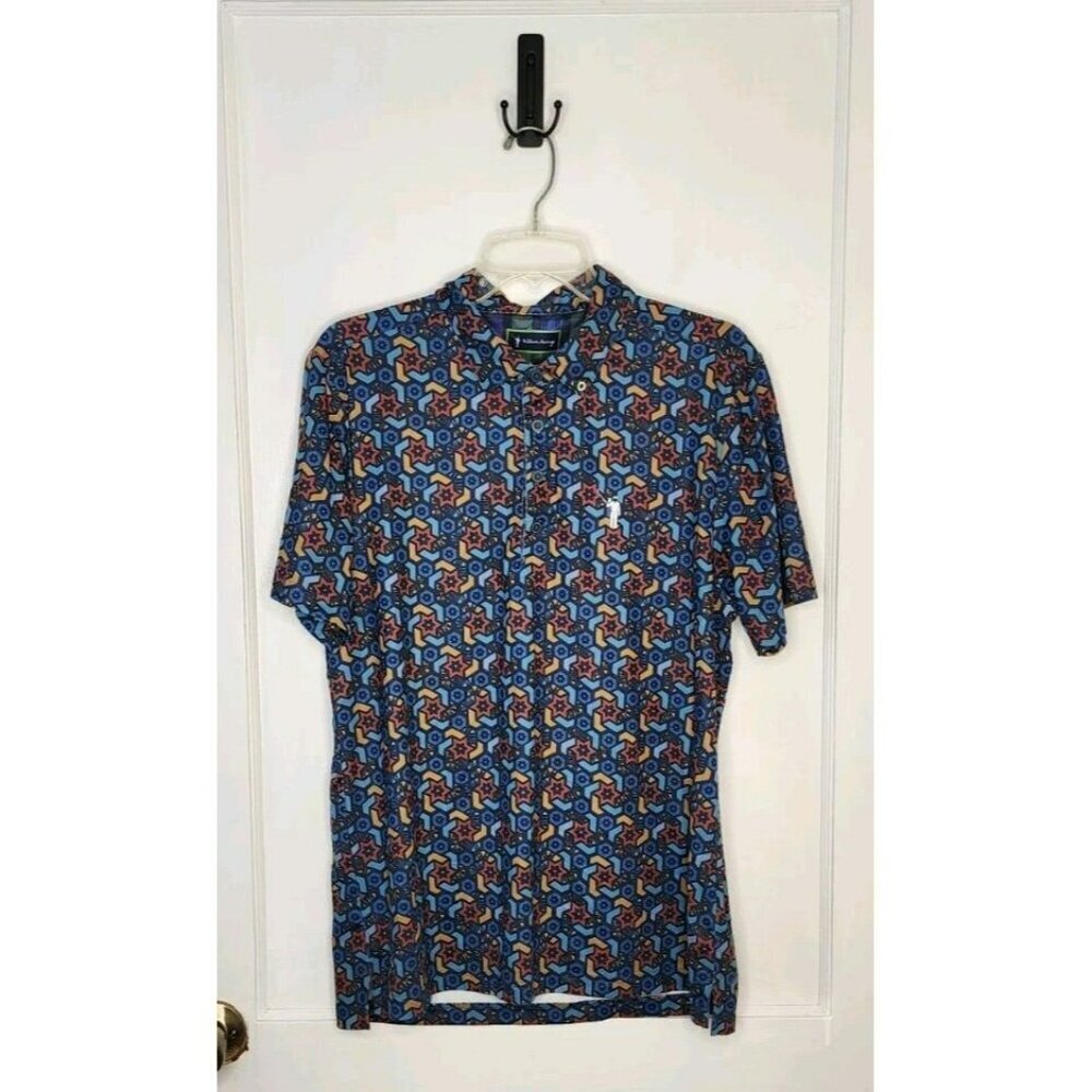 William Murray Polo Shirt Men's Floral Logo Multicolor Golf Performance Sz M